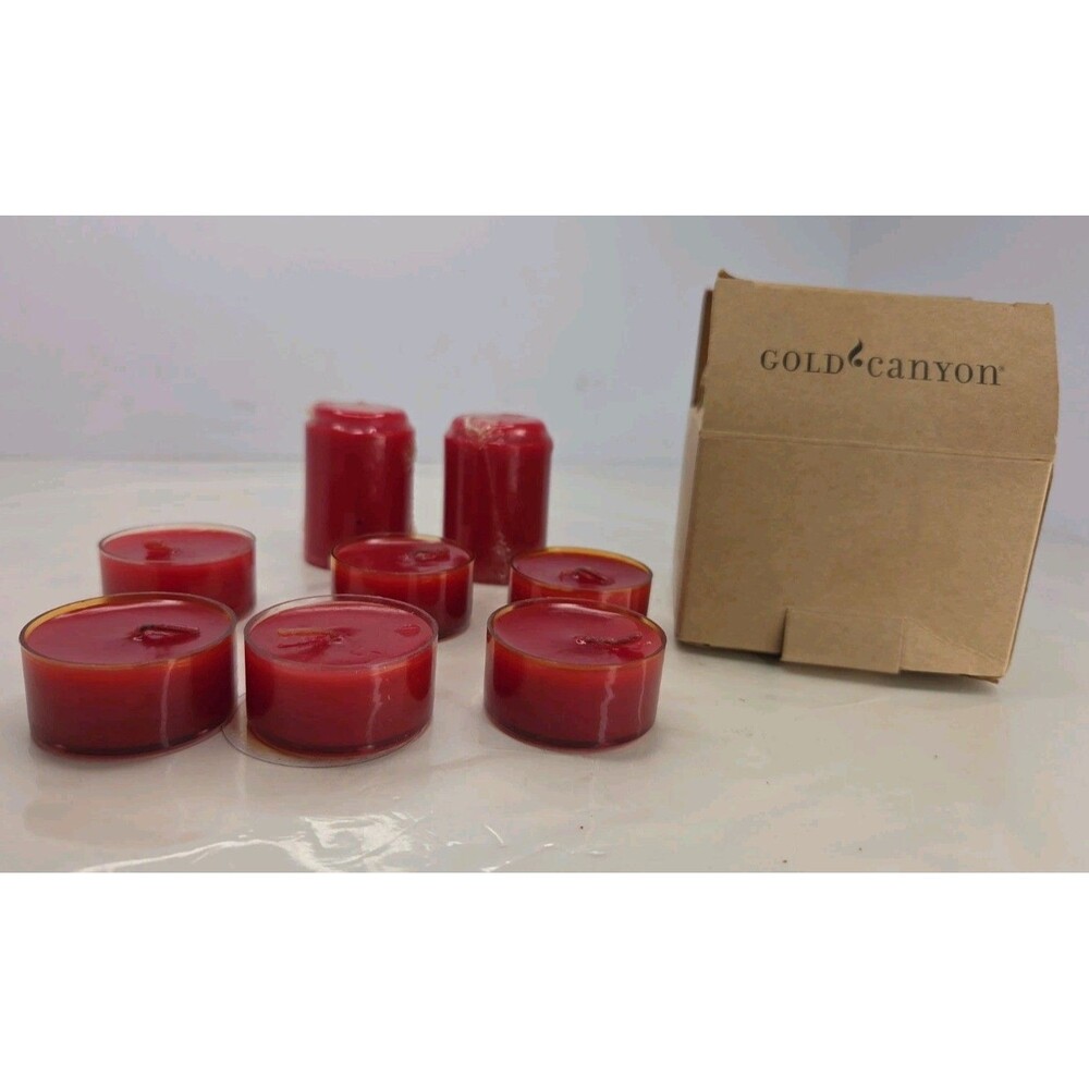 GOLD CANYON Candle Co. Red Cozy Christmas Gift Set 2 Votives & 6 Tealights NEW